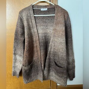 Brown Open-Front Cardigan Sweater